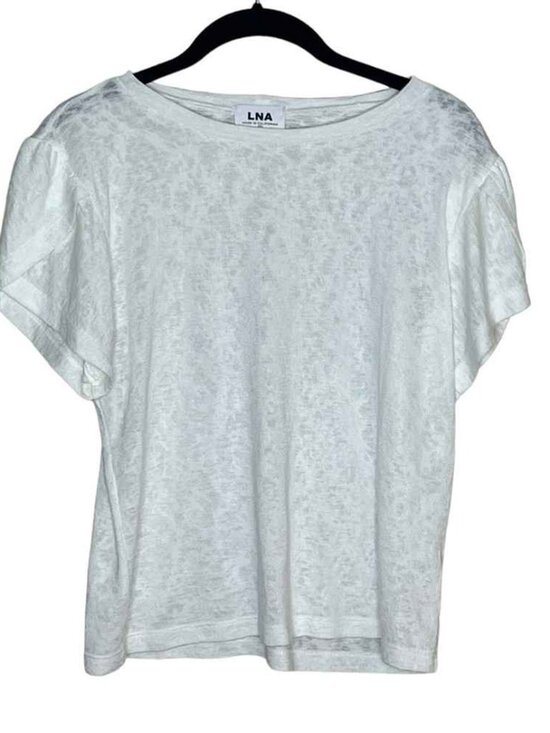 Tops - LNA Semi‑Sheer Burnout Leopard Knit Short Sleeve Casual Top